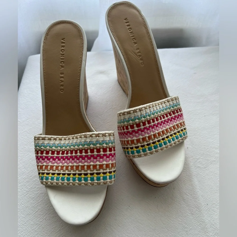VERONICA BEARD Dali Raffia Wedge Sandals Size 10 New